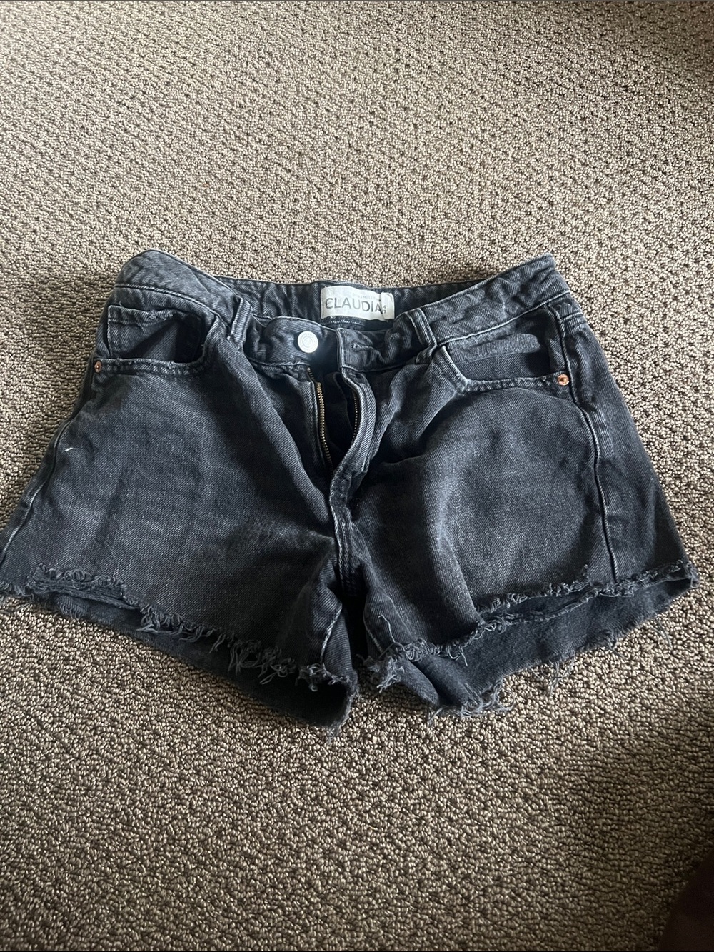 Dynamite Black Frayed Hem Denim Shorts
